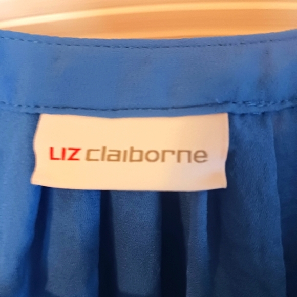 Liz Claiborne Blue Women's Gauzy Flowy Short Sleeve Blouse - Picture 6 of 11
